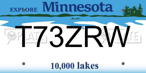 T73ZRW Minnesota License Plate