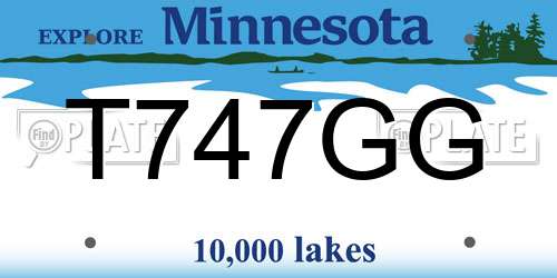 T747GG Minnesota License Plate
