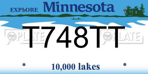 T748TT Minnesota License Plate