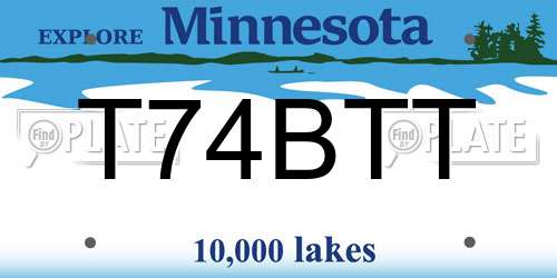 T74BTT Minnesota License Plate