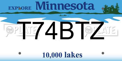 T74BTZ Minnesota License Plate