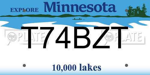 T74BZT Minnesota License Plate