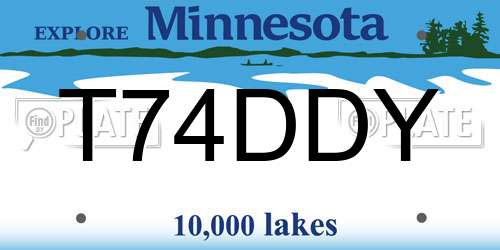 T74DDY Minnesota License Plate