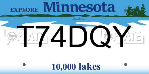 T74DQY Minnesota License Plate