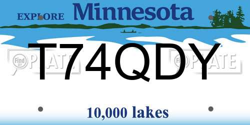 T74QDY Minnesota License Plate