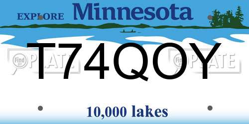 T74QOY Minnesota License Plate