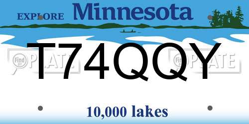 T74QQY Minnesota License Plate