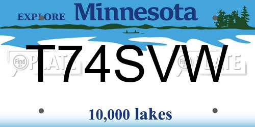 T74SVW Minnesota License Plate