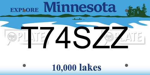 T74SZZ Minnesota License Plate