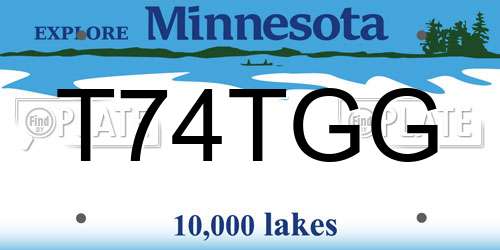 T74TGG Minnesota License Plate