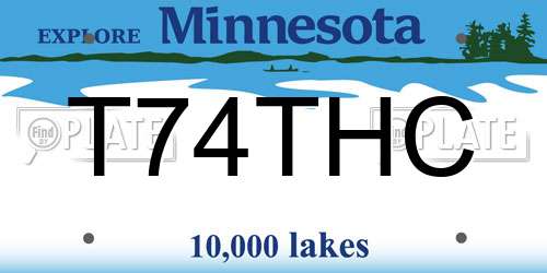 T74THC Minnesota License Plate