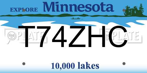 T74ZHC Minnesota License Plate