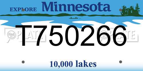 T750266 Minnesota License Plate