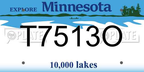 T7513O Minnesota License Plate