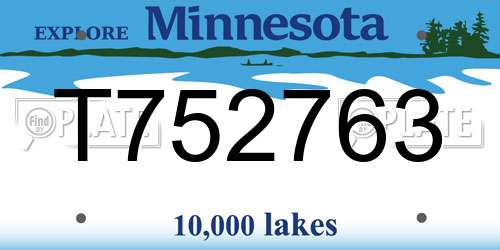 T752763 Minnesota License Plate