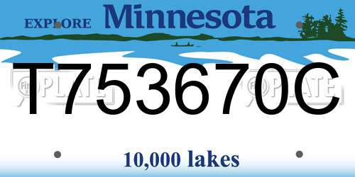 T753670C Minnesota License Plate