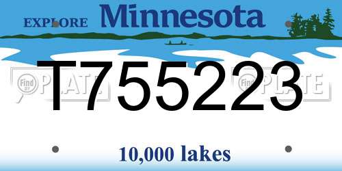 T755223 Minnesota License Plate