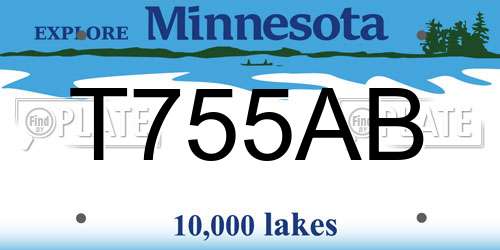 T755AB Minnesota License Plate