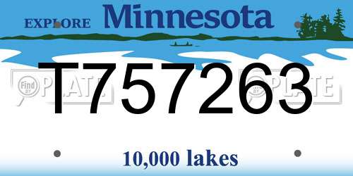 T757263 Minnesota License Plate