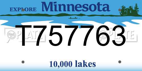 T757763 Minnesota License Plate