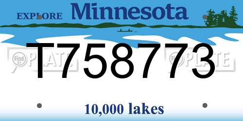 T758773 Minnesota License Plate