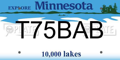 T75BAB Minnesota License Plate