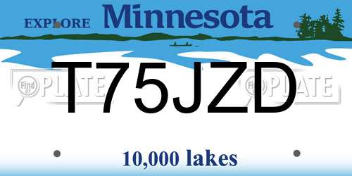 T75JZD Minnesota License Plate