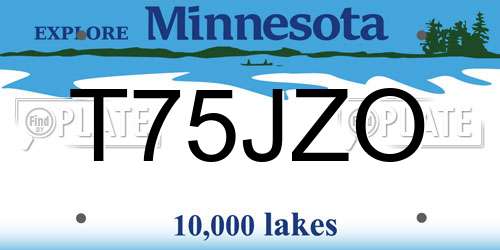 T75JZO Minnesota License Plate