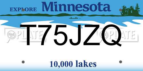 T75JZQ Minnesota License Plate