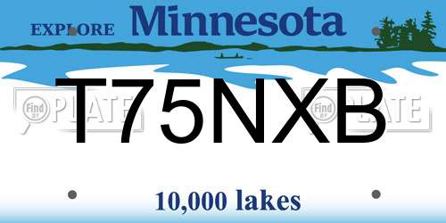 T75NXB Minnesota License Plate
