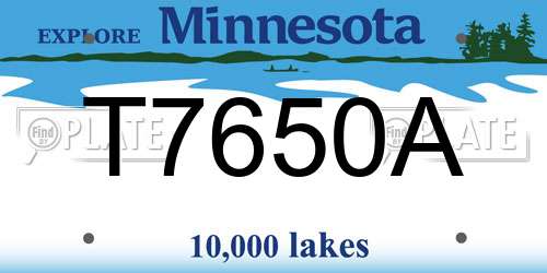 T7650A Minnesota License Plate