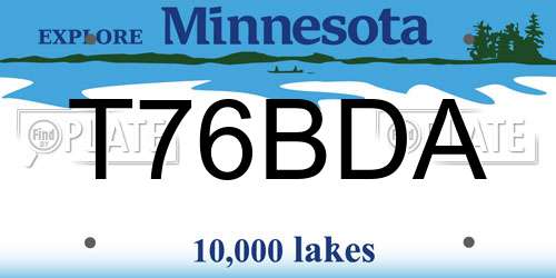 T76BDA Minnesota License Plate