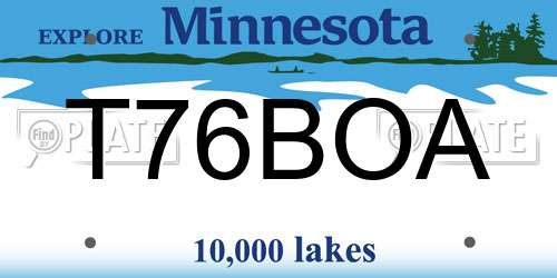 T76BOA Minnesota License Plate