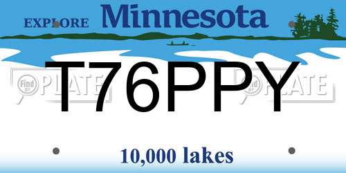 T76PPY Minnesota License Plate