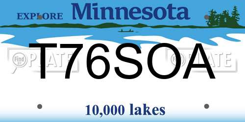 T76SOA Minnesota License Plate