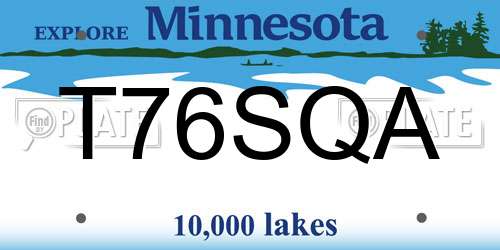 T76SQA Minnesota License Plate