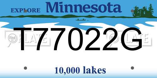 T77022G Minnesota License Plate