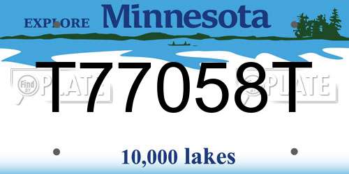 T77058T Minnesota License Plate