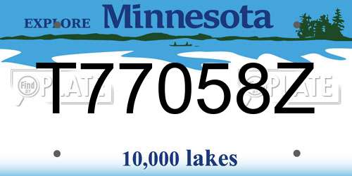 T77058Z Minnesota License Plate