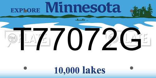 T77072G Minnesota License Plate