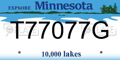 T77077G Minnesota License Plate