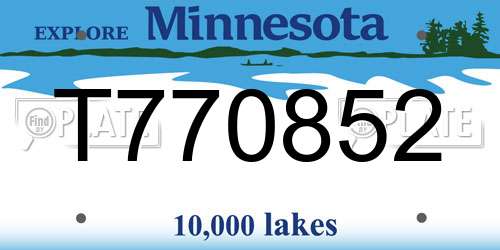 T770852 Minnesota License Plate