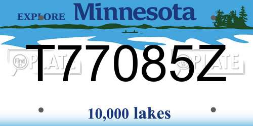 T77085Z Minnesota License Plate