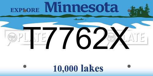 T7762X Minnesota License Plate
