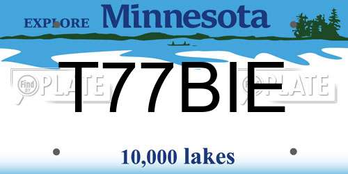 T77BIE Minnesota License Plate