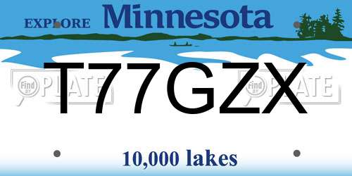 T77GZX Minnesota License Plate