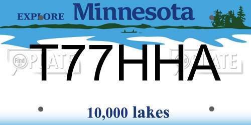 T77HHA Minnesota License Plate