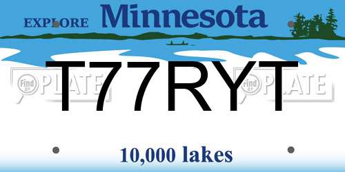 T77RYT Minnesota License Plate