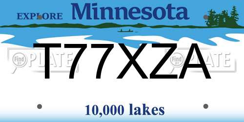 T77XZA Minnesota License Plate