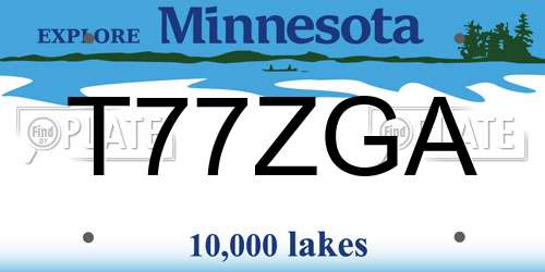 T77ZGA Minnesota License Plate